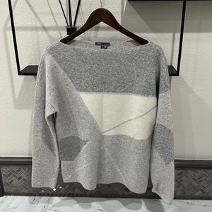 Vince Cashmere Cream and Grey Sweater Size S